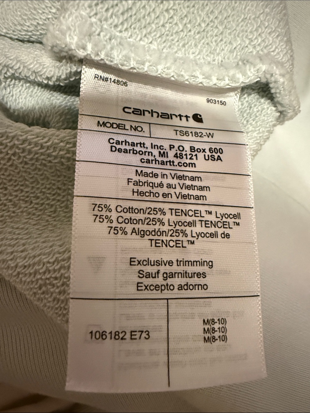 Carhartt Pale Blue Aqua Henley Pullover Sweatshirt - Picture 4 of 6